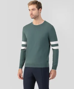 Ron Dorff Cashmere & Knitwear Tops>Cotton Cashmere Sweater w. Double Lines