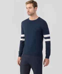 Ron Dorff Cashmere & Knitwear Tops>Cotton Cashmere Sweater w. Double Lines