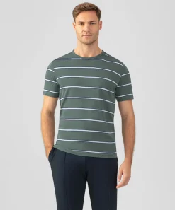 Ron Dorff Lounge T-Shirts | T-Shirts>Crew Neck T-Shirt Eyelet Edition w. Double Stripes