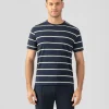Ron Dorff Lounge T-Shirts | T-Shirts>Crew Neck T-Shirt Eyelet Edition w. Double Stripes