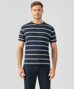 Ron Dorff Lounge T-Shirts | T-Shirts>Crew Neck T-Shirt Eyelet Edition w. Double Stripes