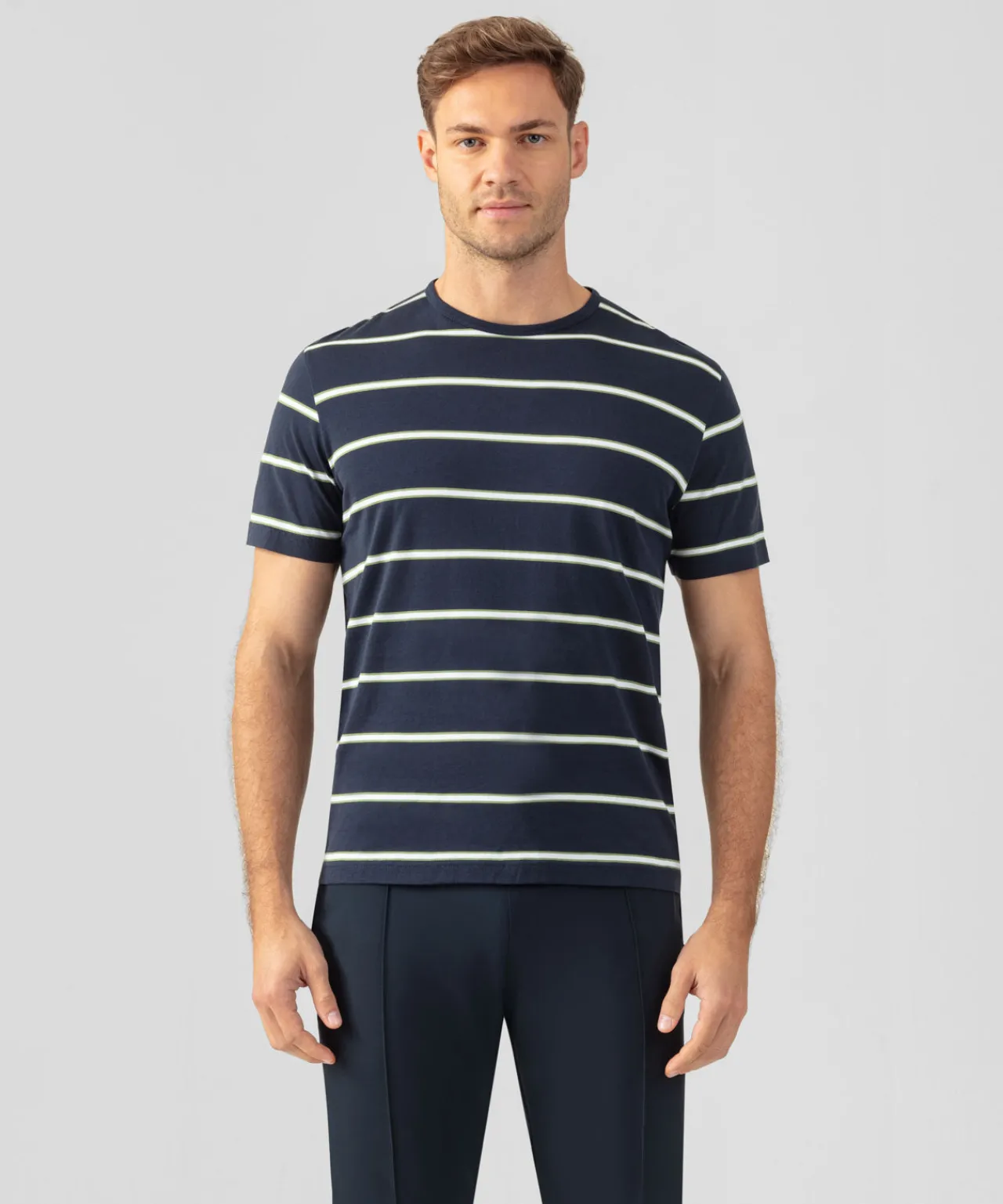 Ron Dorff Lounge T-Shirts | T-Shirts>Crew Neck T-Shirt Eyelet Edition w. Double Stripes