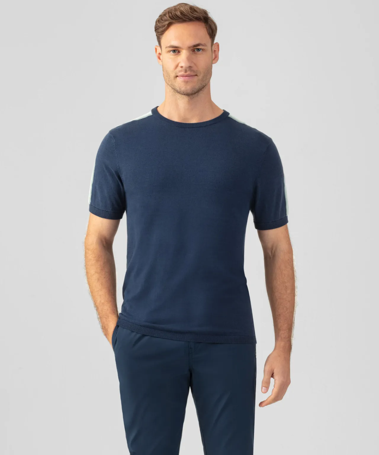 Ron Dorff Lounge T-Shirts | T-Shirts>Knitted T-Shirt w. Side Stripes