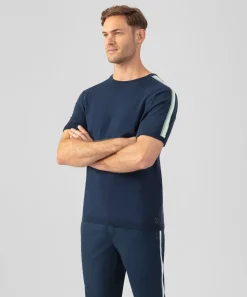Ron Dorff Lounge T-Shirts | T-Shirts>Knitted T-Shirt w. Side Stripes