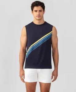 Ron Dorff Lounge T-Shirts | T-Shirts>Organic Cotton Sleeveless T-Shirt w. Diagonal Stripes