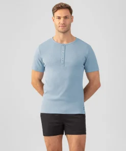 Ron Dorff Lounge T-Shirts | T-Shirts>Ribbed Short-Sleeved Henley